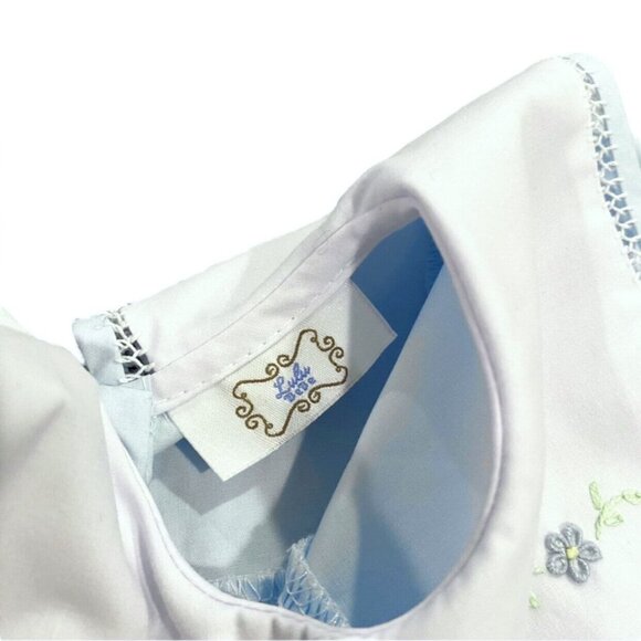 NEW Lulu Bebe 12m Blue Embroidered Collar Dress - Picture 5 of 6